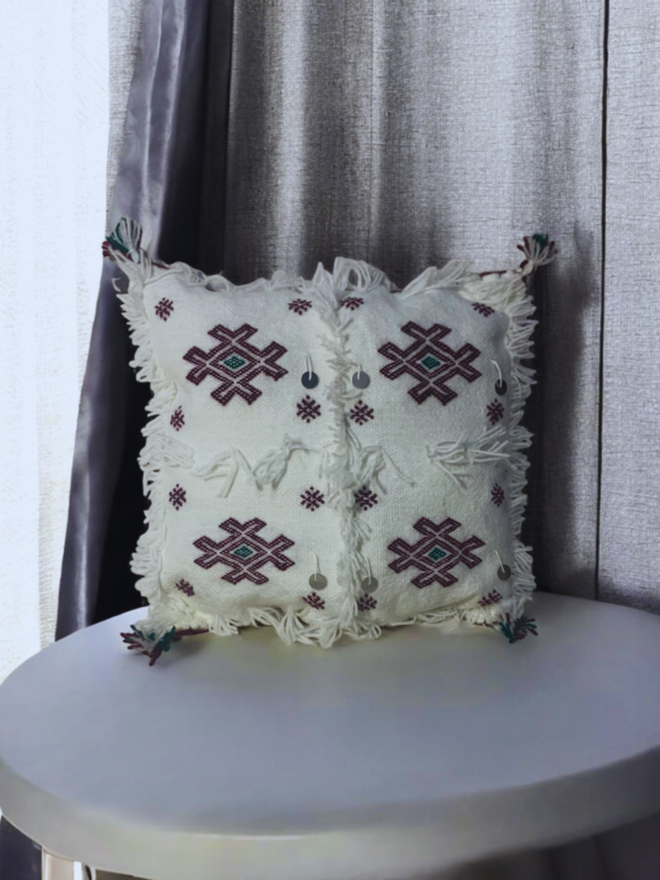Handwoven Amazigh White Wool Cushions